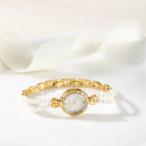 Lara® - Reloj dorado con pulsera doble de perlas