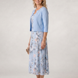 Celeste | Vestido midi sin mangas con chaqueta corta de estampado floral