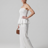 Rila | Conjunto de Top Sin Tirantes con Detalle Fruncido y Pantalones de Pierna Ancha