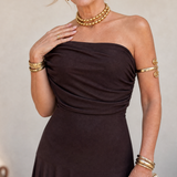Valerinne | Maxi Dress with Draped Bodice and Off-Shoulder Design