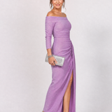 Tindra | Vestido Midi con Hombros al Descubierto y Detalles Fruncidos
