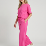 Wihel | Conjunto de Pantalones Rectos con Cintura Ajustable y Camiseta de Manga Corta