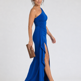Serane | Vestido Maxi Asimétrico de Un Hombro con Amplia Abertura Lateral