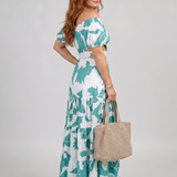 Orelina | Vestido Maxi con Cintura Definida y Hombros al Descubierto