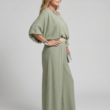 Siomara | Blusa de Un Hombro con Mangas Anchas y Conjunto de Pantalones de Pierna Ancha