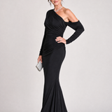 Saskia | Vestido Maxi Arrugado de Un Solo Hombro