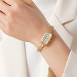 Elena® - Reloj dorado de esfera rectangular