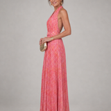 Rosel | Maxi Dress with Pleated Skirt and Halter Neck
