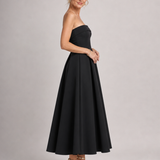 Elove | Vestido Midi Sin Tirantes con Corsé Estructurado