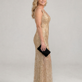Sirea | Vestido Midi Sin Mangas con Detalles Transparentes y Lentejuelas