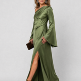Araminta | Vestido Maxi Asimétrico de Una Manga con Capa