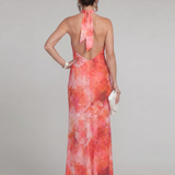 Coraline | Vestido Maxi con Estampado y Cuello Halter