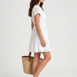 Elarka | Mini Vestido de Mangas Cortas con Detalle de Ojal