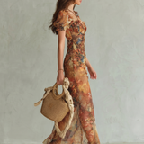 Ciel | Vestido Midi con Mangas Abullonadas y Abertura