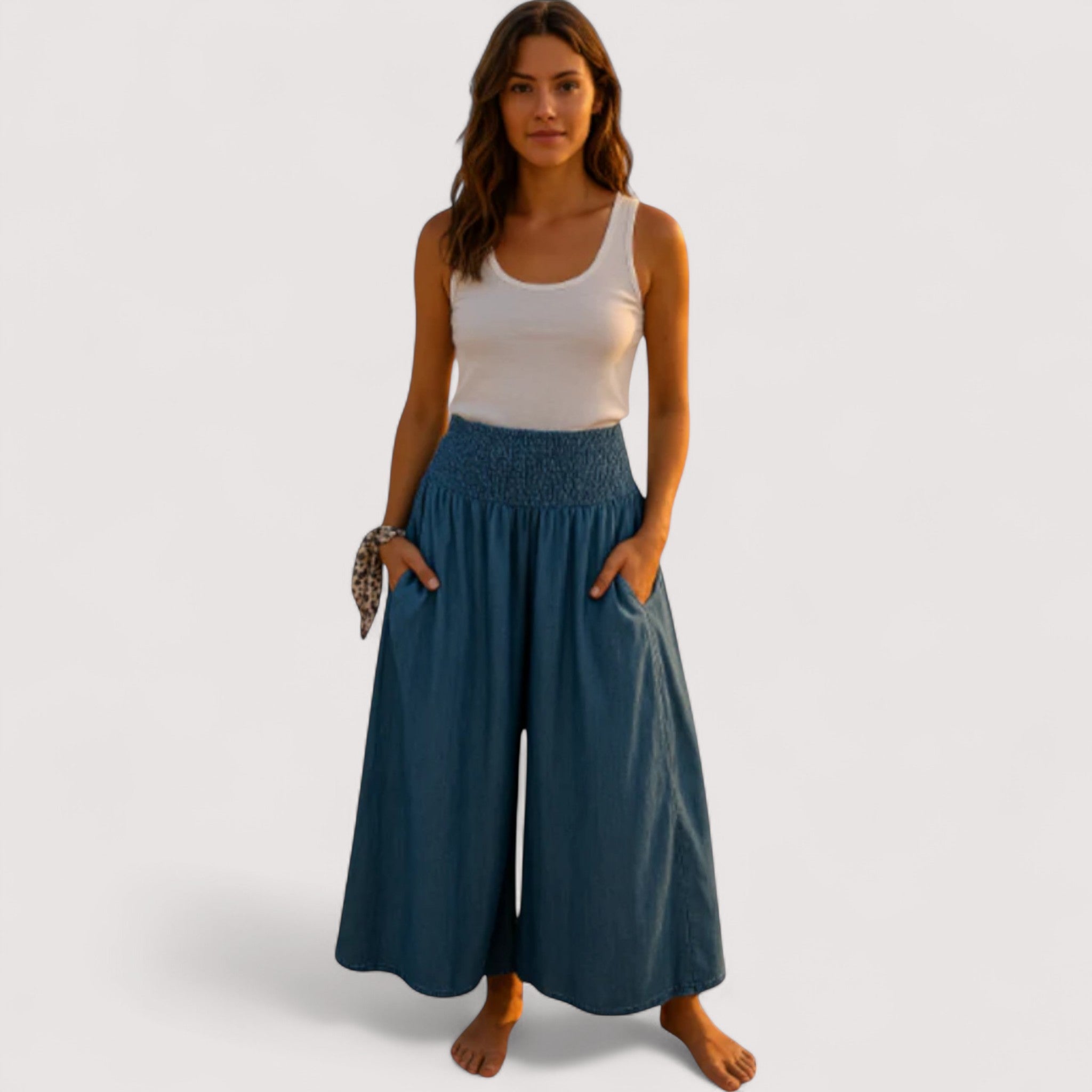 Merete - Pantalones de Cintura Alta