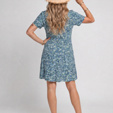 Meraki | Vestido corto de manga corta con estampado tropical hasta la rodilla