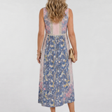 Lemez | Vestido Midi Sin Mangas con Botones y Estampado Floral Variado
