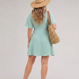 Silum | Vestido Mini de Manga Corta con Falda Amplia