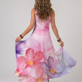 Nemen | Vestido Midi Sin Mangas con Estampado de Flores Acuareladas
