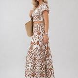 Numan | Vestido Midi con Falda Acampanada y Mangas Cortas