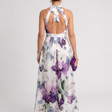 Omego | Vestido Midi Flowy con Cuello Halter de Suave Caída