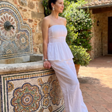 Rila | Conjunto de Top Sin Tirantes con Detalle Fruncido y Pantalones de Pierna Ancha