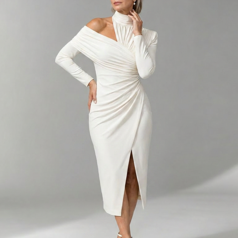 Viano | Vestido Midi Draped de Un Solo Hombro