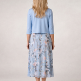 Celeste | Vestido midi sin mangas con chaqueta corta de estampado floral
