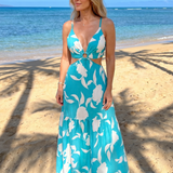 Azulina | Maxi Dress with Thin Straps and Waist Cut
