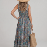 Marisela | Vestido Midi Sin Mangas con Diseño Paisley