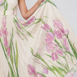 Vimele | Vestido Midi Sin Mangas con Cuello Cuadrado y Pliegues