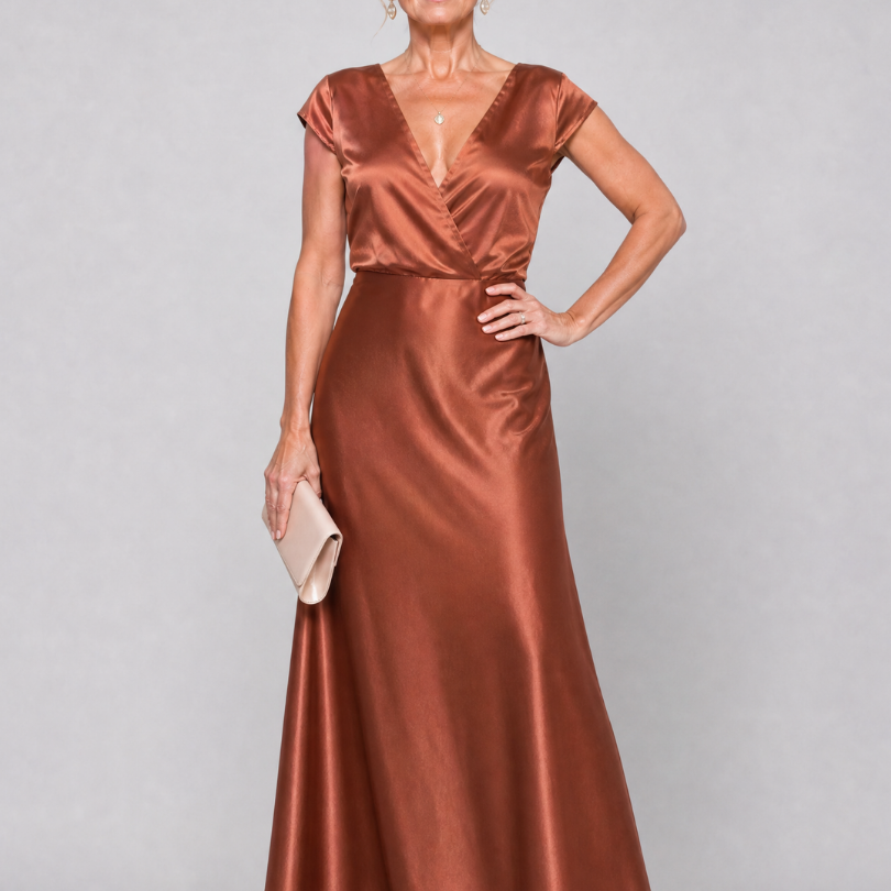 Samouse | Vestido Maxi con Cuerpo Envolvente y Mangas Cortas