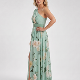 Manios | Vestido Maxi de Un Hombro con Estampado Floral