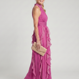 Orea | Vestido Maxi de Cuello Alto con Capas de Volantes