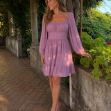 Evalene | Vestido de Manga Larga con Volantes hasta la Rodilla