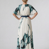 Moglos | Vestido Maxi con Mangas Fluidas y Cintura Ajustada