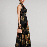 Sior | Vestido Midi Floral con Cuello Halter