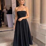 Elove | Vestido Midi Sin Tirantes con Corsé Estructurado