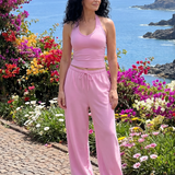 Helena | Conjunto de Top Sin Mangas con Escote Redondo y Pantalones de Pierna Amplia