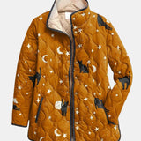 EIRA | Chaqueta negra acolchada con diseño de gato