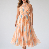 Elin | Suave Vestido Midi con Cuello Halter