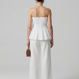 Rila | Conjunto de Top Sin Tirantes con Detalle Fruncido y Pantalones de Pierna Ancha