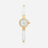 Lara® - Reloj dorado con pulsera doble de perlas