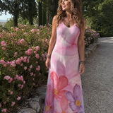 Nemen | Vestido Midi Sin Mangas con Estampado de Flores Acuareladas