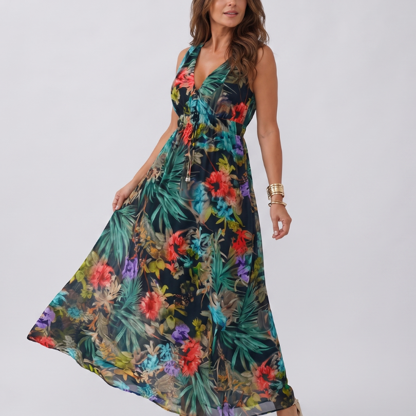 Zake | Vestido Midi Sin Mangas con Cintura Alta