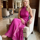 Orea | Vestido Maxi de Cuello Alto con Capas de Volantes