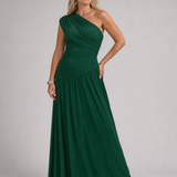 Evadra | Vestido Maxi con Cuerpo Drapado de Un Solo Hombro