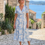 Marion | Vestido Midi de Manga Corta con Diseño Floral