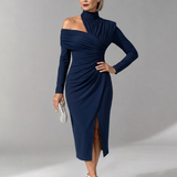 Viano | Vestido Midi Draped de Un Solo Hombro