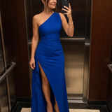 Serane | Vestido Maxi Asimétrico de Un Hombro con Amplia Abertura Lateral